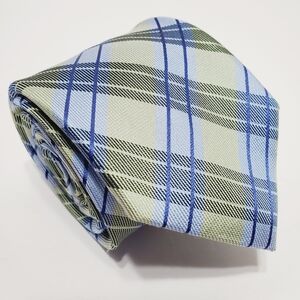Egara Green & Blue Plaid Men's Designer Silk Neck Tie 60x3.25"